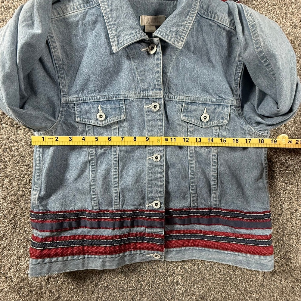 Christopher & Banks Denim Jacket Women's Medium Blue Light Wash Striped Trim - Picture 5 of 11